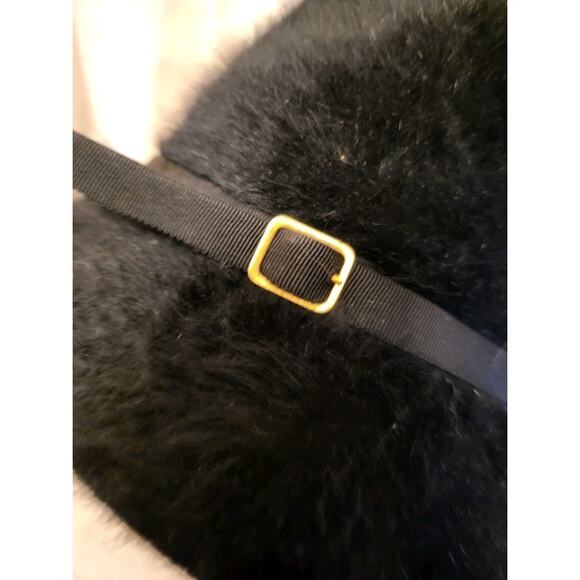 Vintage Kangol Design Black Angora Fur Felt Hat Made in England 1970s 21.5 in main image 4